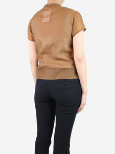 Emilio Pucci Brown sheer ruffled blouse - size UK 8