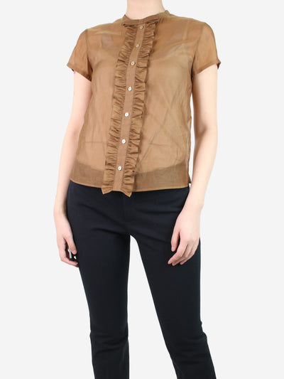 Brown sheer ruffled blouse - size UK 8 Tops Emilio Pucci 