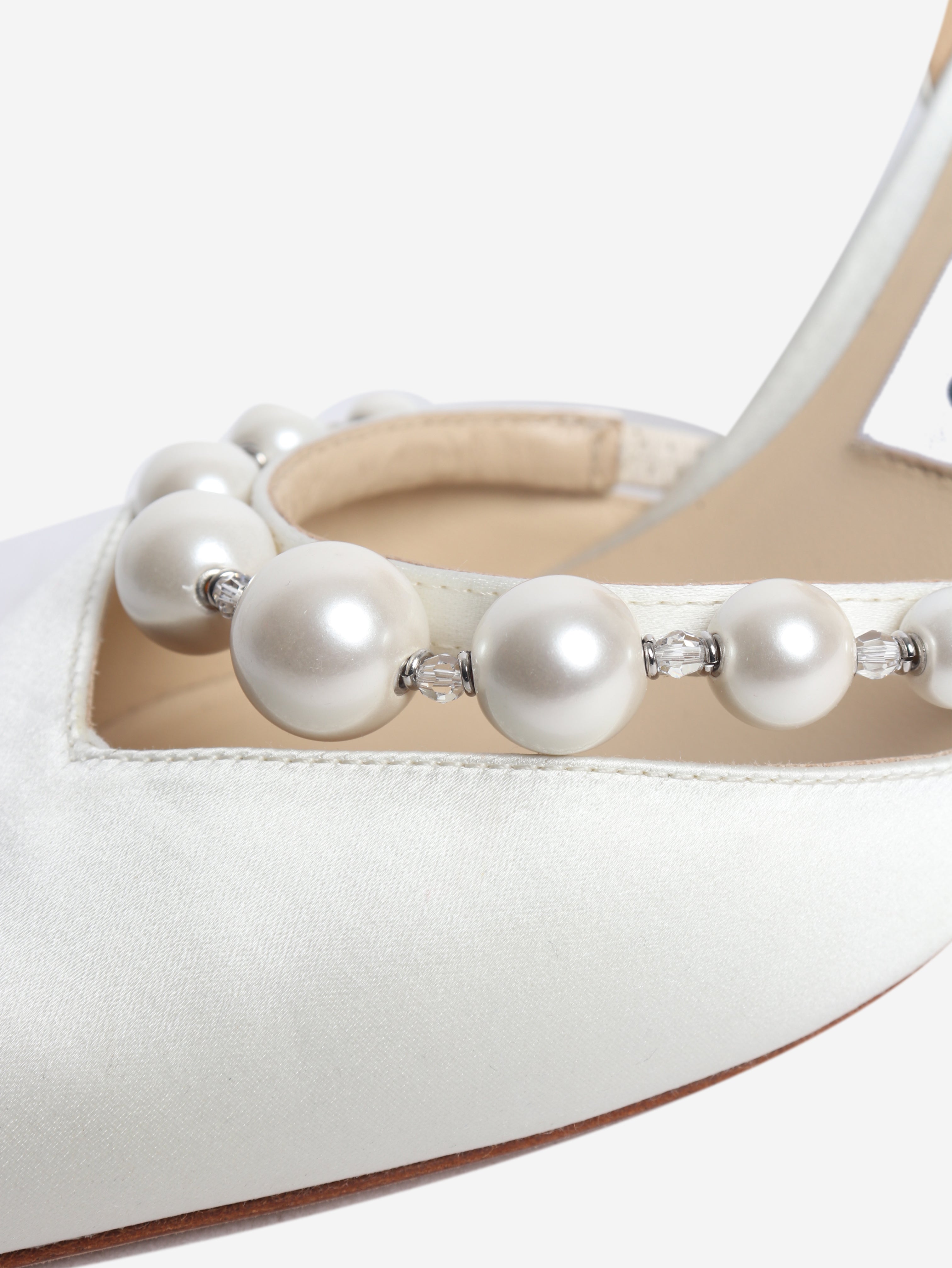 Cream satin pearl heels - size EU 37 (UK 4)