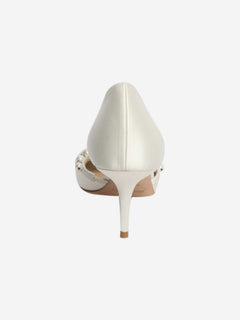 Cream satin pearl heels - size EU 37 (UK 4)