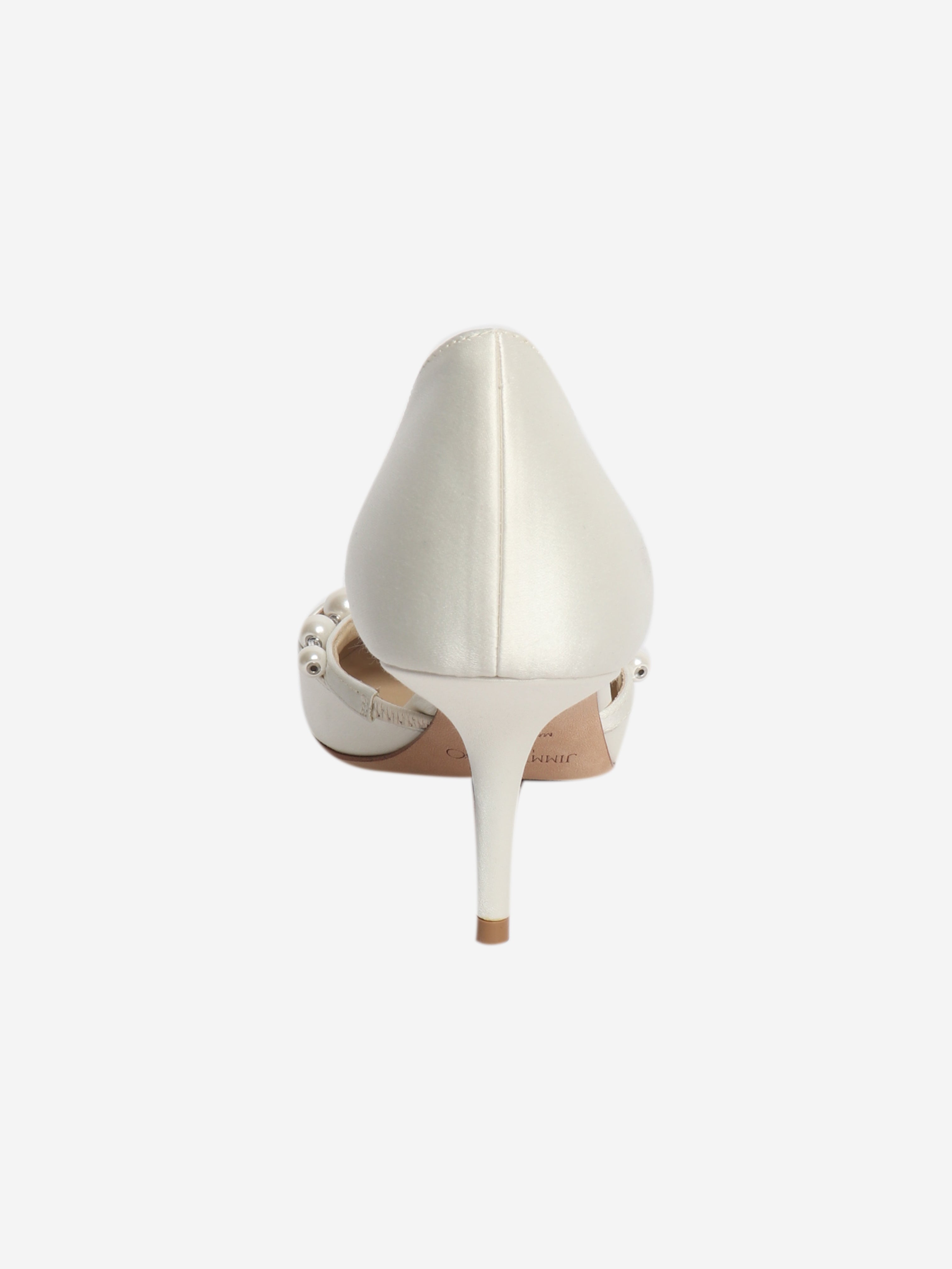 Cream satin pearl heels - size EU 37 (UK 4)