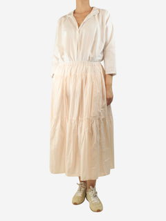 White puffy pleated midi skirt - size M Skirts Casey Casey 