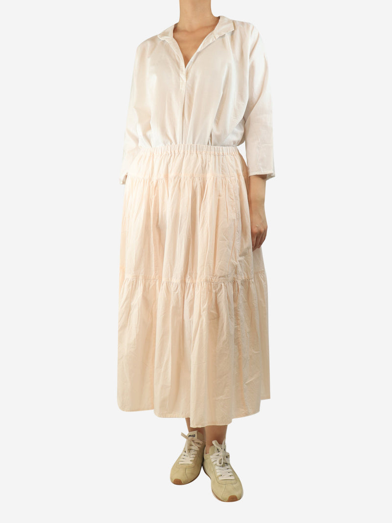 White puffy pleated midi skirt - size M Skirts Casey Casey 