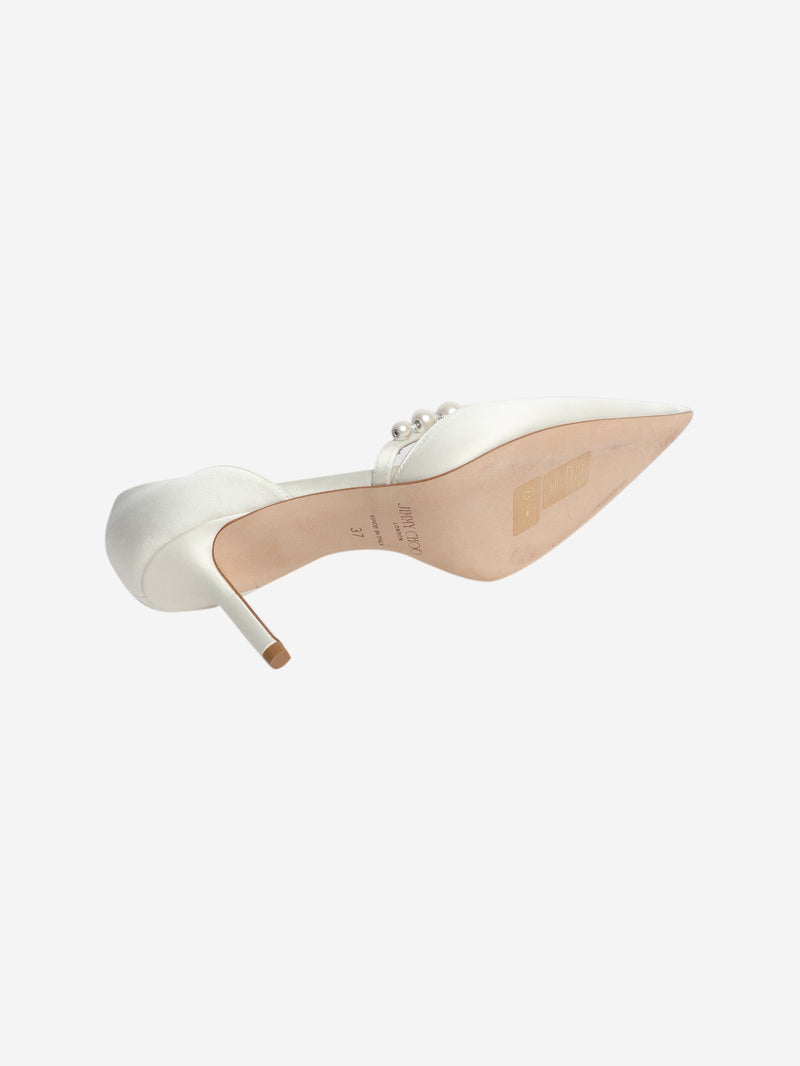 Cream satin pearl heels - size EU 37 (UK 4)