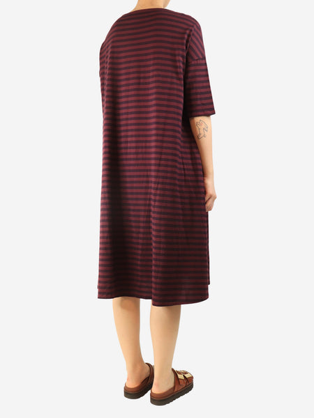Burgundy striped t-shirt dress - size S alternate image