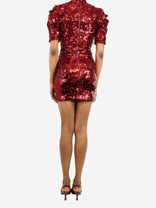 Alice + Olivia Red sequin mini dress - size UK 4