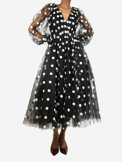 Black polka dot tulle maxi dress - size UK 6 Dresses Ml Monique Lhuillier 