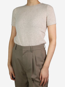 Theory Cream short-sleeved cashmere top - size UK 4