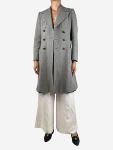 Gucci Grey double-breasted wool-blend coat - size UK 10