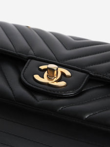 Chanel Black 2019 chevron lambskin Classic Single Flap bag