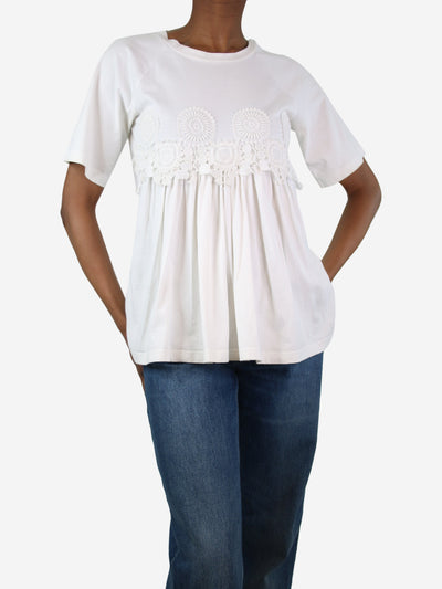 White lace embroidered t-shirt - size M Tops Chloe 