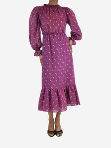 Sea New York Purple printed midi dress - size UK 4