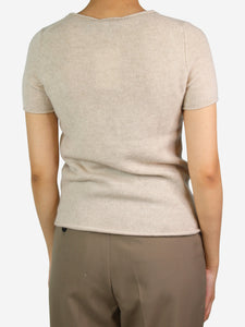 Theory Cream short-sleeved cashmere top - size UK 4
