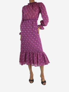 Sea New York Purple printed midi dress - size UK 4