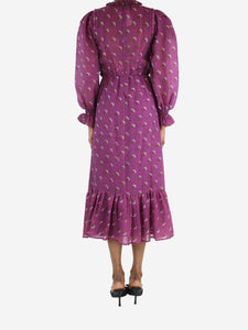 Sea New York Purple printed midi dress - size UK 4