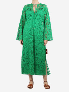 Valentino Green floral lace midi dress - size UK 10