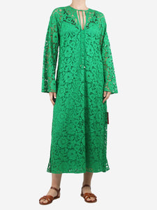 Valentino Green floral lace midi dress - size UK 10