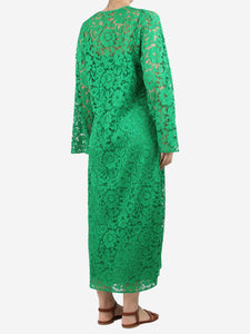 Valentino Green floral lace midi dress - size UK 10