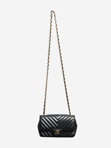 Chanel Black 2019 chevron lambskin Classic Single Flap bag