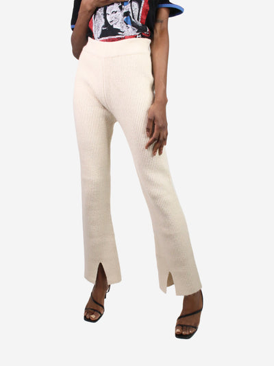 Cream ribbed knit trousers - size UK 8 Trousers Una
