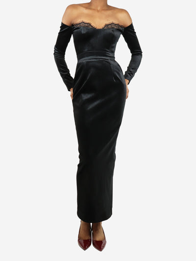 Black off-shoulder velvet gown - size UK 6 Dresses New Arrivals 