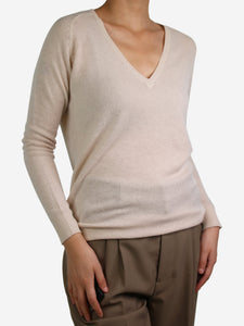 Theory Cream V-neckline cashmere sweater - size UK 4