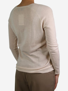 Theory Cream V-neckline cashmere sweater - size UK 4