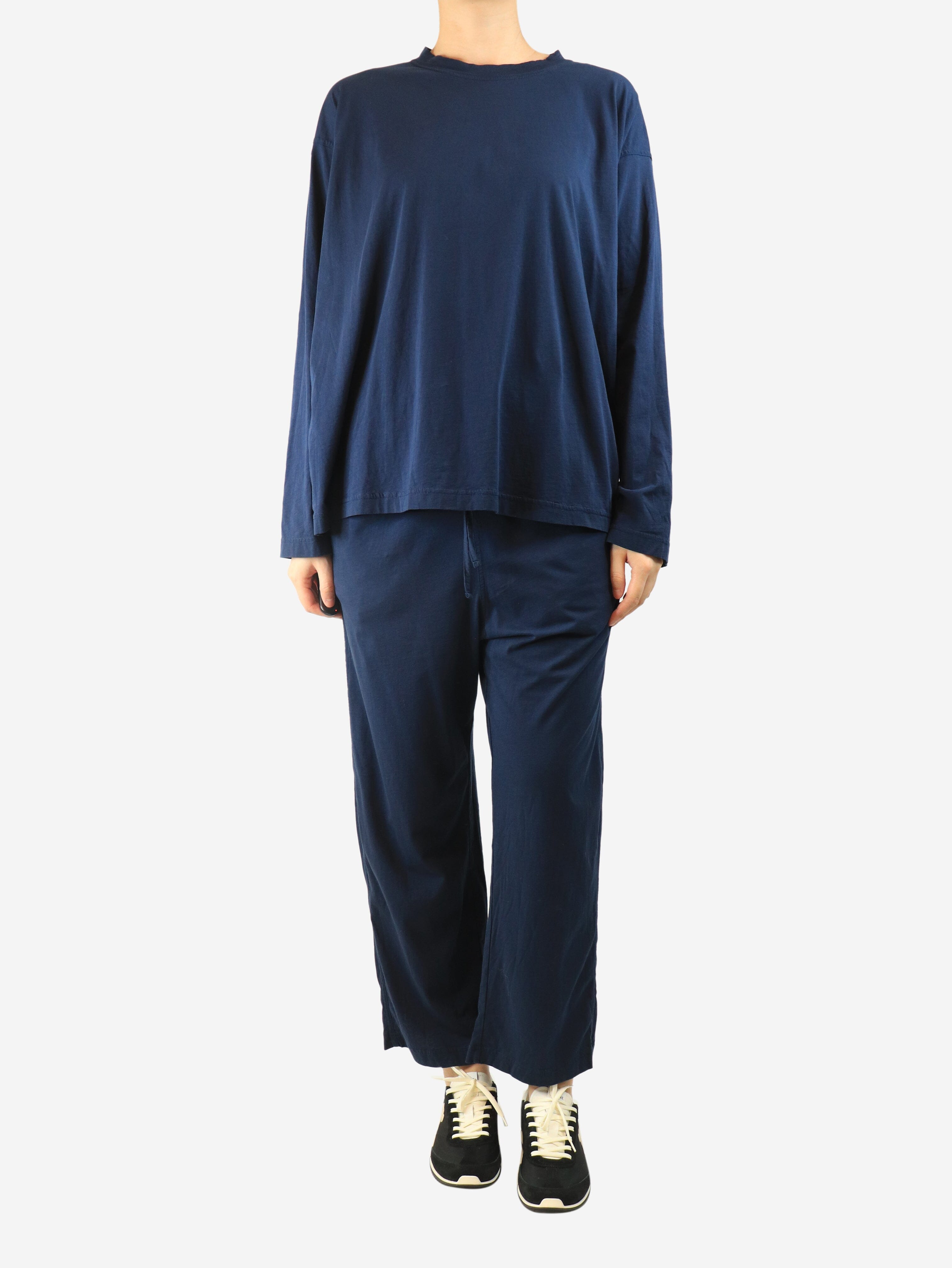 Navy cotton top and trouser set - size UK 10 Sets Sophie D'Hoore 