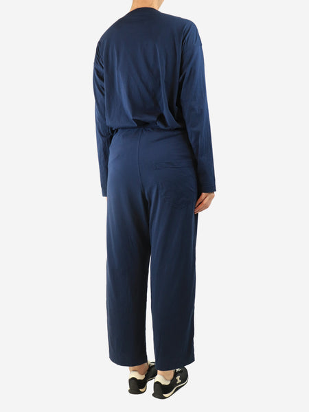 Navy cotton top and trouser set - size UK 10 alternate image
