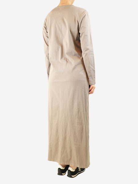 Taupe long-sleeved t-shirt dress - size M alternate image