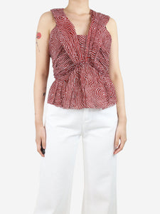 Isabel Marant Red sleeveless V-neckline silk top - size UK 12