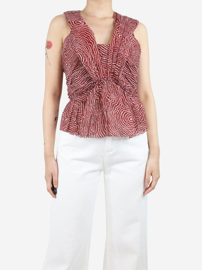 Red sleeveless V-neckline silk top - size UK 12 Tops Isabel Marant 