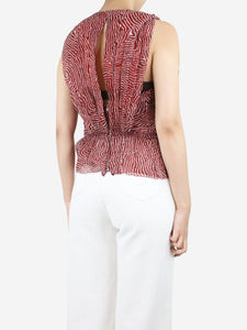 Isabel Marant Red sleeveless V-neckline silk top - size UK 12