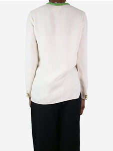 Gucci Cream beaded-neckline silk top - size IT 38