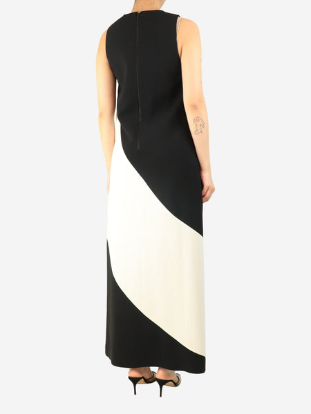 Black sleeveless colourblock maxi dress - size UK 10 alternate image