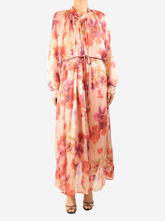 Pink floral chiffon midi dress - size UK 12 Dresses Forte Forte 