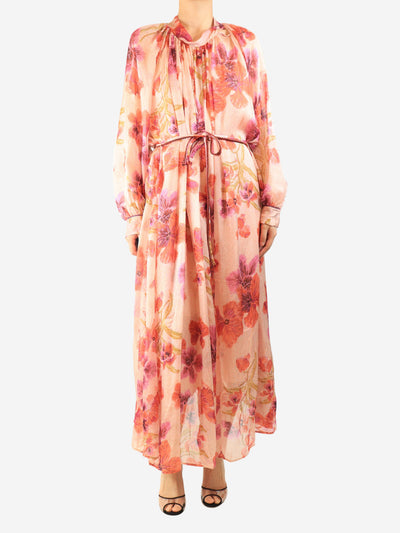 Pink floral chiffon midi dress - size UK 12 Dresses Forte Forte 