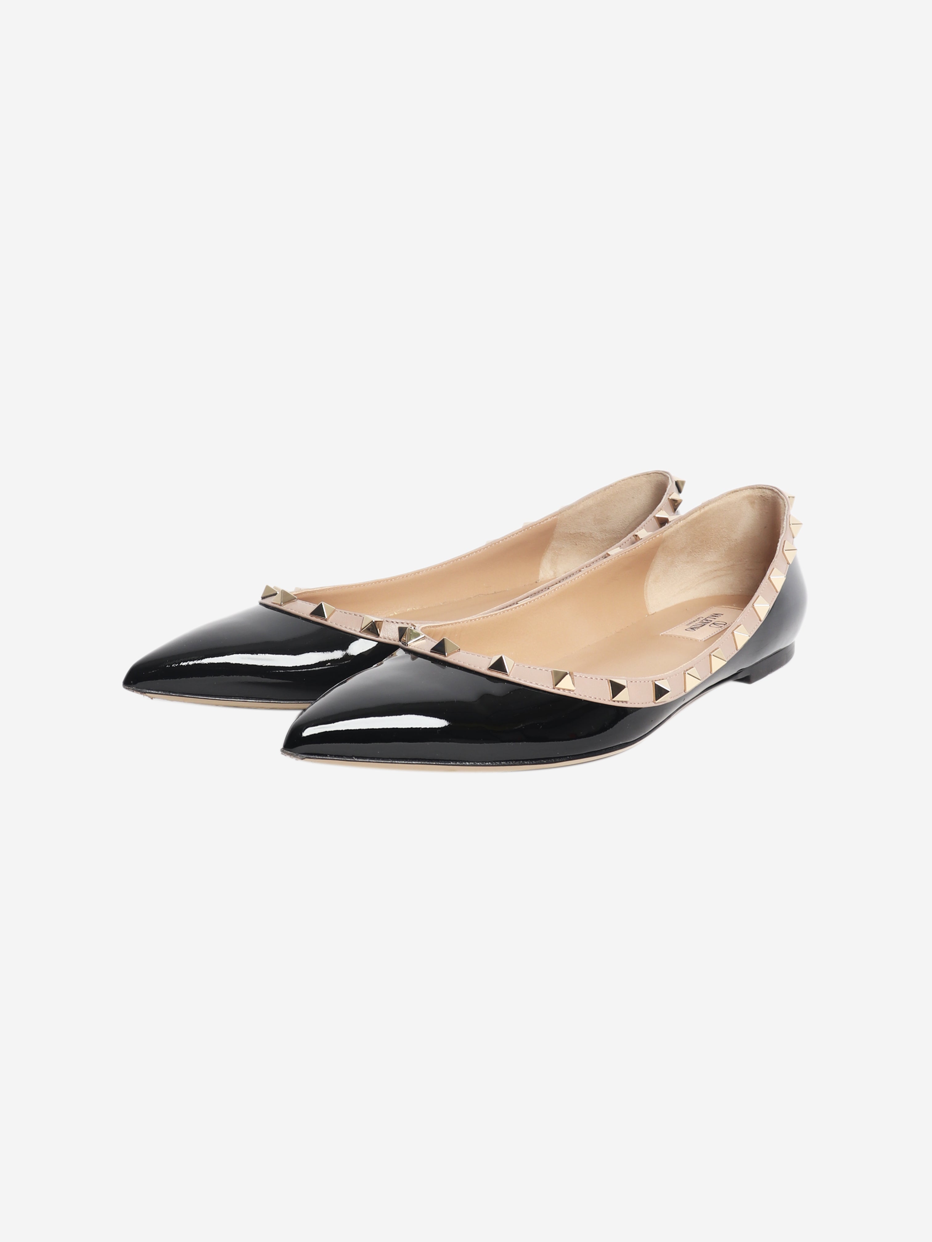 Black patent rockstud ballet flats - size EU 41 (UK 8)