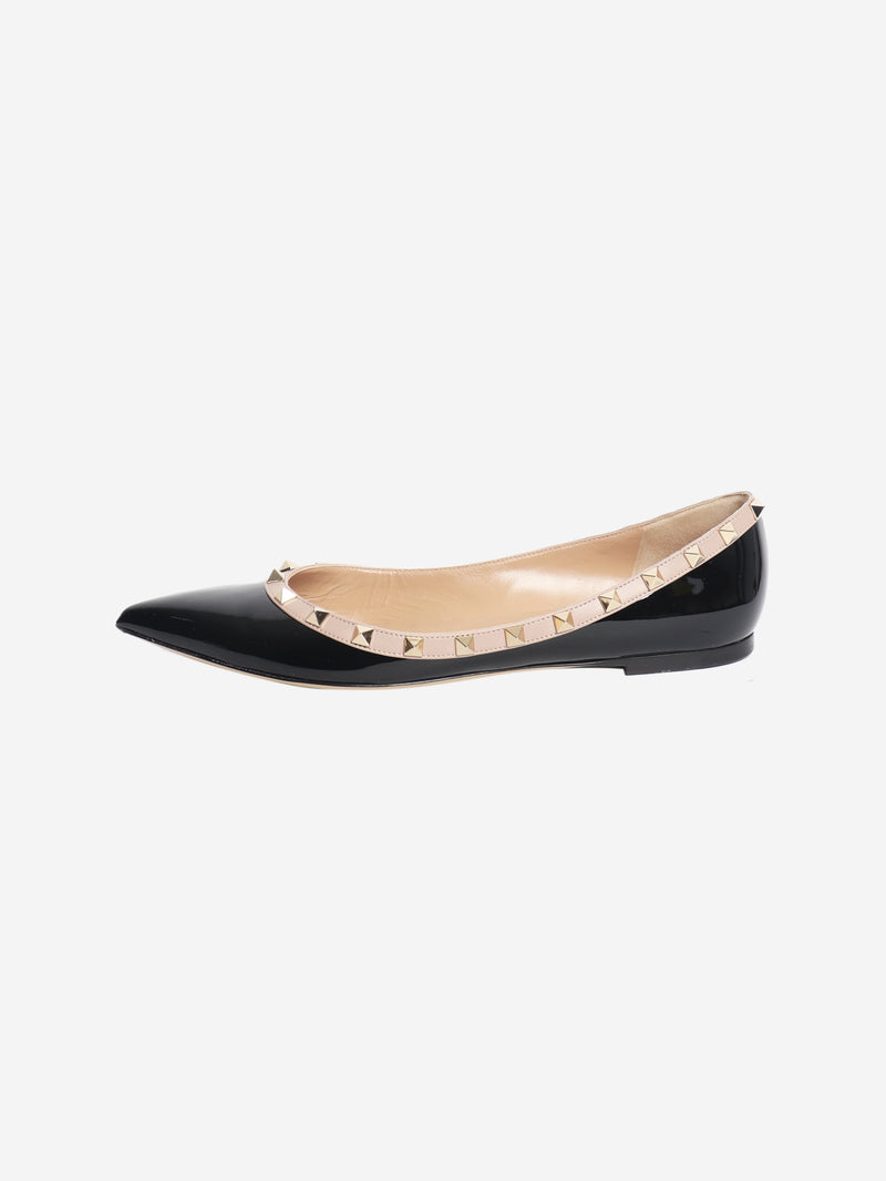 Black patent rockstud ballet flats - size EU 41 (UK 8)