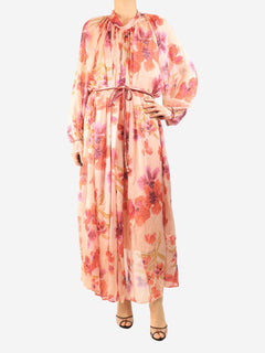 Pink floral chiffon midi dress - size UK 12 Dresses Forte Forte 