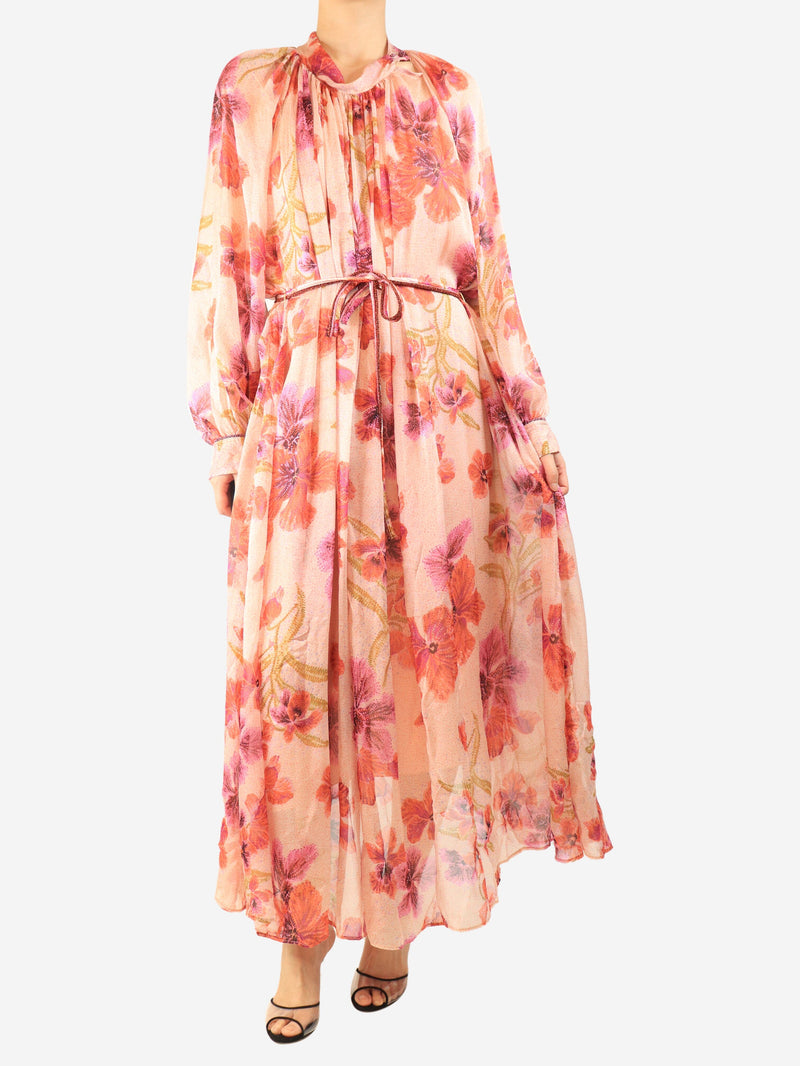 Pink floral chiffon midi dress - size UK 12 Dresses Forte Forte 
