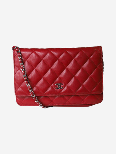 Red lambskin 2014 Wallet On Chain Cross-body bags Chanel 