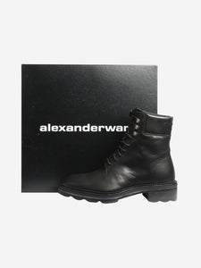 Alexander Wang Black Andy Hiker Embossed Logo boots - size EU 37.5