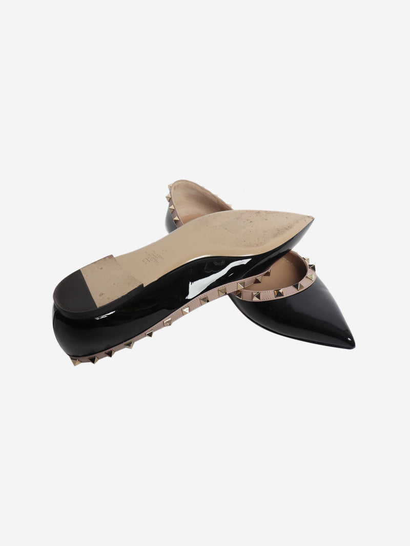 Black patent rockstud ballet flats - size EU 41 (UK 8)