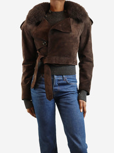 L. Cuppini Brown suede cropped jacket - size XS