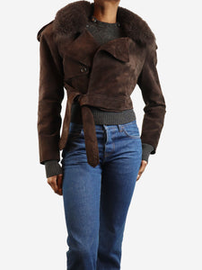 L. Cuppini Brown suede cropped jacket - size XS