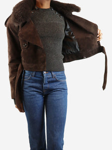 L. Cuppini Brown suede cropped jacket - size XS