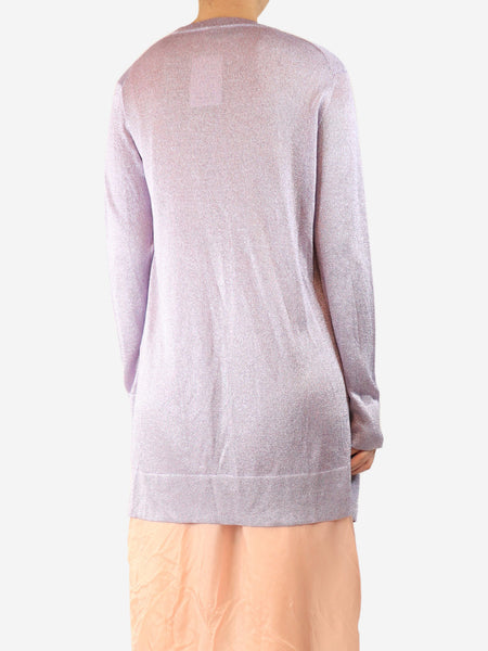 Lilac lurex cardigan - size UK 12 alternate image