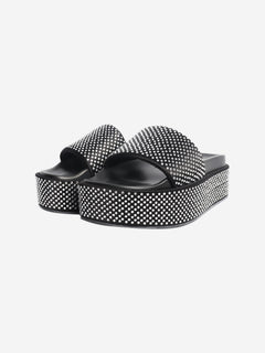 Black diamante platform slides - size EU 40.5 (UK 7.5)