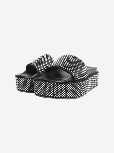 Black diamante platform slides - size EU 40.5 (UK 7.5) alternate image